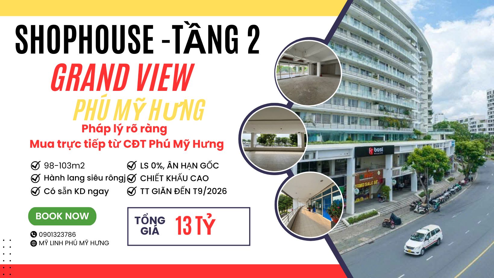 Bán 2 Căn Shop Tầng 2 Cuối cùng dự án Grand View Phú Mỹ Hưng. 103 m2, 13 tỷ, mua ngay 0901323786 - Ảnh chính